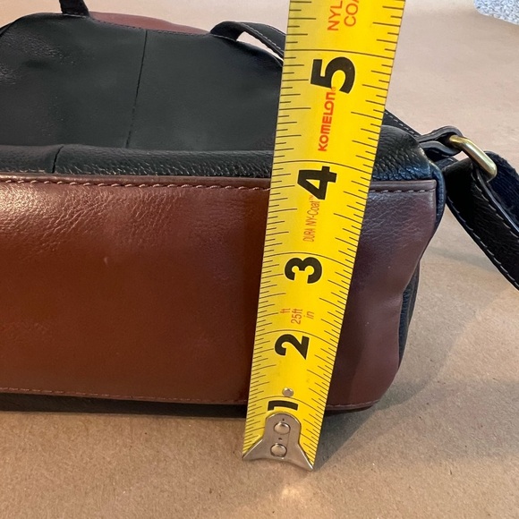 Fossil Black Genuine Leather Brown Gold Hardware Small Zip Backpack Felicity - Picture 13 of 13